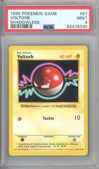 PSA 9 - Pokemon Card - Base 67/102 - VOLTORB (common) *Shadowless* MINT