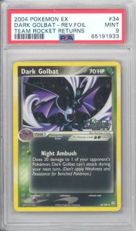 PSA 9 - Pokemon Card - EX Team Rocket Returns 34/109 - DARK GOLBAT (reverse foil) MINT