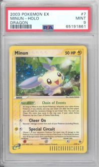 PSA 9 - Pokemon Card - Dragon 7/97 - MINUN (holo) MINT
