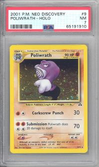 PSA 7 - Pokemon Card - Neo Discovery 9/75 - POLIWRATH (holo) - NM