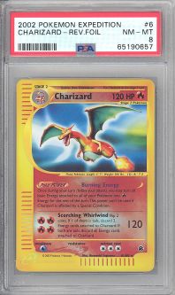 PSA 8 - Pokemon Card - Expedition 6/165 - CHARIZARD (reverse foil) NM-MT