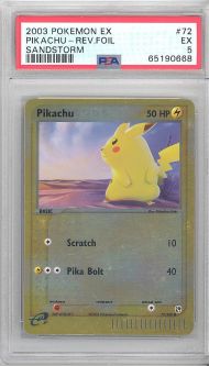PSA 5 - Pokemon Card - Sandstorm 72/100 - PIKACHU (reverse foil) EX