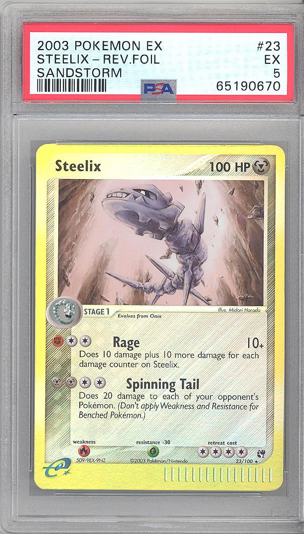 PSA 5 - Pokemon Card - Sandstorm 23/100 - STEELIX (reverse foil) EX