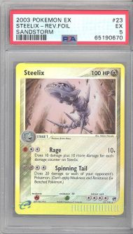 PSA 5 - Pokemon Card - Sandstorm 23/100 - STEELIX (reverse foil) EX