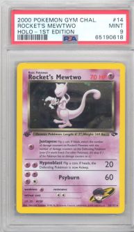 PSA 9 - Pokemon Card - Gym Challenge 14/132 - ROCKET'S MEWTWO *1st Edition* MINT