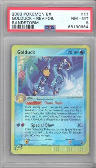 PSA 8 - Pokemon Card - Sandstorm 17/100 - GOLDUCK (reverse foil) NM-MT