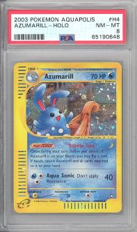PSA 8 - Pokemon Card - Aquapolis H4/H32 - AZUMARILL (holo) NM-MT