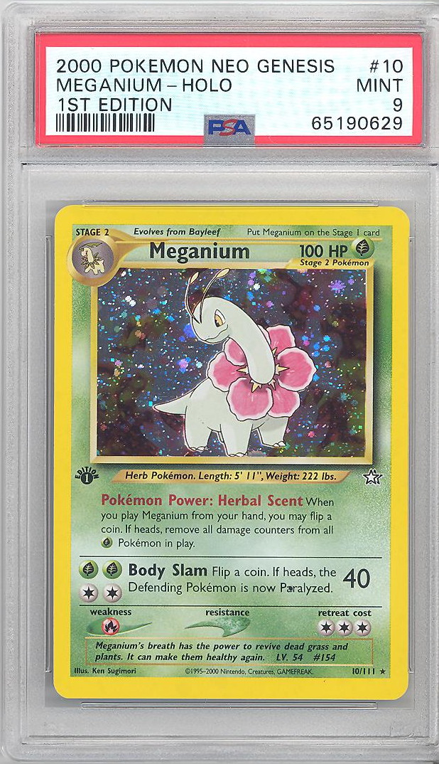 PSA 9 - Pokemon Card - Neo Genesis 10/111 - MEGANIUM *1st Edition* (holo)  MINT