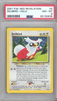 PSA 8 - Pokemon Card - Neo Revelation 5/64 - DELIBIRD (holo) - NM-MT
