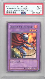 PSA 9 - Yu-Gi-Oh Card - LOB-015 - CHARUBIN THE FIRE KNIGHT *1st Edition* (rare) MINT PSA 9 - Yu-Gi-Oh Card - LOB-015 - CHARUBIN THE FIRE KNIGHT *1st Edition* (rare) MINT