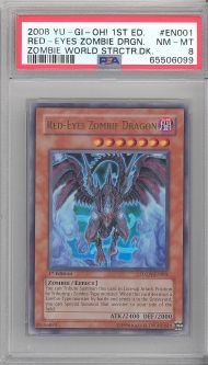 PSA 8 - Yu-Gi-Oh Card - SDZW-EN001 - RED-EYES ZOMBIE DRAGON (ultra rare holo) NM-MT