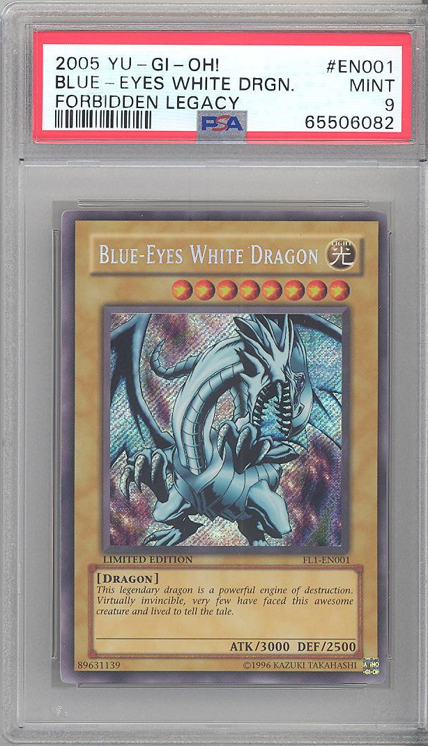 PSA 9 - Yu-Gi-Oh Card - FL1-EN001 - BLUE EYES WHITE DRAGON (secret rare holo) MINT