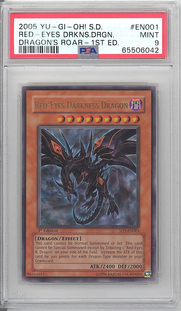 PSA 9 - Yu-Gi-Oh Card - SD1-EN001 - RED-EYES DARKNESS DRAGON (ultra rare holo) MINT