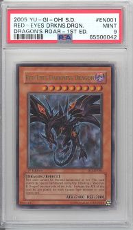 PSA 9 - Yu-Gi-Oh Card - SD1-EN001 - RED-EYES DARKNESS DRAGON (ultra rare holo) MINT