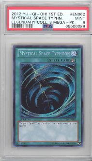 PSA 9 - Yu-Gi-Oh Card - LCYW-EN062 - MYSTICAL SPACE TYPHOON *1st Edition* (secret) MINT