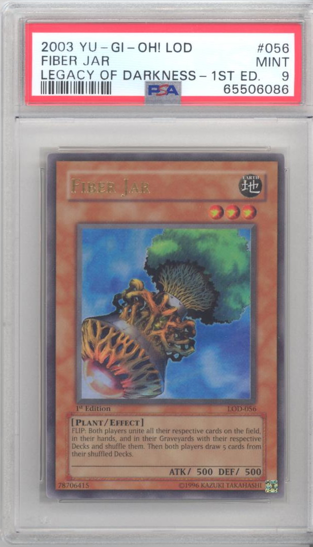 PSA 9 - Yu-Gi-Oh Card - LOD-056 - FIBER JAR *1st Edition* (ultra rare holo) MINT