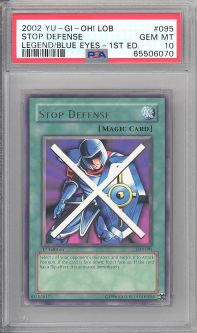 PSA 10 - Yu-Gi-Oh Card - LOB-095 - STOP DEFENSE *1st Edition* (rare) GEM MINT