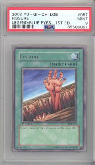 PSA 9 - Yu-Gi-Oh Card - LOB-057 - FISSURE *1st Edition* (rare) MINT