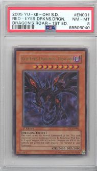 PSA 8 - Yu-Gi-Oh Card - SD1-EN001 - RED-EYES DARKNESS DRAGON (ultra rare holo) NM-MT