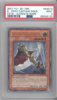 PSA 9 - Yu-Gi-Oh Card - FOTB-EN014 - ELEMENTAL HERO CAPTAIN GOLD (ULTIMATE rare holo) MINT