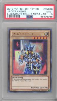 PSA 9 - Yu-Gi-Oh Card - LCYW-EN016 - JACK'S KNIGHT *1st Edition* (ultra rare holo) MINT