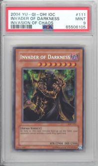 PSA 9 - Yu-Gi-Oh Card - IOC-111 - INVADER OF DARKNESS (secret rare holo) MINT