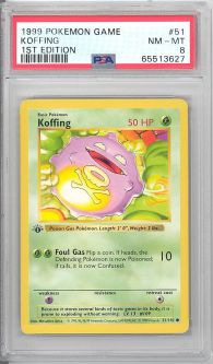 PSA 8 - Pokemon Card - Base 51/102 - KOFFING *1st Edition* NM-MT