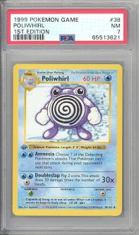 PSA 7 - Pokemon Card - Base 38/102 - POLIWHIRL *1st Edition* NM