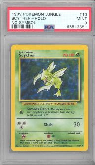 PSA 9 - Pokemon Card - Jungle 10/64 - SCYTHER (Error - No Symbol) MINT