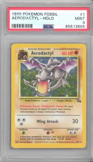 PSA 9 - Pokemon Card - Fossil 1/62 - AERODACTYL (holo) MINT