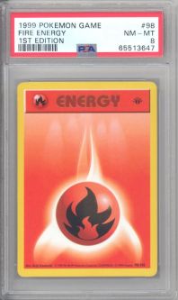 PSA 8 - Pokemon Card - Base 98/102 - FIRE ENERGY *1st Edition* NM-MT
