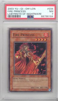 PSA 7 - Yu-Gi-Oh Card - LON-034 - FIRE PRINCESS (super rare holo) - NM