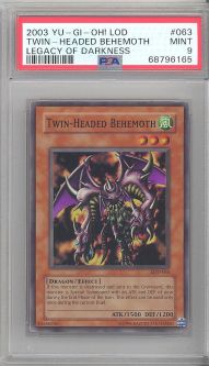 PSA 9 - Yu-Gi-Oh Card - LOD-063 - TWIN HEADED BEHEMOTH (super rare holo) - MINT