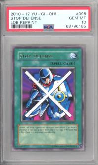 PSA 10 - Yu-Gi-Oh Card - LOB-095 - STOP DEFENSE (rare) - GEM MINT