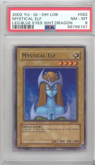PSA 8 - Yu-Gi-Oh Card - LOB-062 - MYSTICAL ELF (super rare holo) - NM-MT