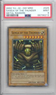 PSA 9 - Yu-Gi-Oh Card - MRD-025 - SANGA of the THUNDER (super rare holo) - MINT