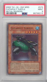 PSA 9 - Yu-Gi-Oh Card - MRD-075 - CATAPULT TURTLE (super rare holo) - MINT