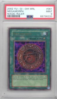 PSA 9 - Yu-Gi-Oh Card - MRL-061 - MEGAMORPH (ultra rare holo) - MINT