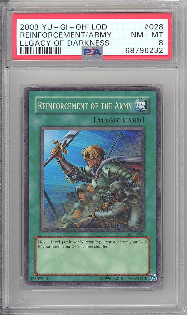 PSA 8 - Yu-Gi-Oh Card - LOD-028 - REINFORCEMENT OF THE ARMY (super