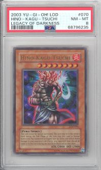 PSA 8 - Yu-Gi-Oh Card - LOD-070 - HINO-KAGU TSUCHI (ultra rare holo) - NM-MT