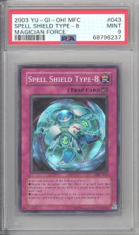 PSA 9 - Yu-Gi-Oh Card - MFC-043 - SPELL SHIELD TYPE-8 (super rare holo) - MINT