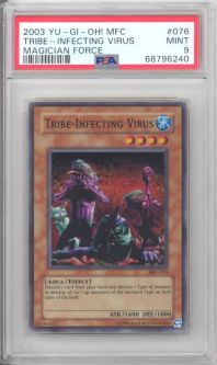 PSA 9 - Yu-Gi-Oh Card - MFC-076 - TRIBE INFECTING VIRUS (super rare holo) - MINT