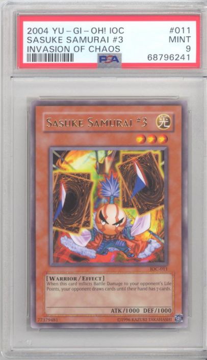 PSA 9 - Yu-Gi-Oh Card - IOC-011 - SASUKE SAMURAI #3 (rare) - MINT: BBToyStore.com - Toys, Plush, Trading Cards, Action Figures & Games online retail store shop sale PSA 9 - Yu-Gi-Oh Card - IOC-011 - SASUKE SAMURAI #3 (rare) - MINT: BBToyStore.com - Toys, Plush, Trading Cards, Action Figures & Games online retail store shop sale