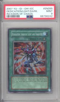 PSA 9 - Yu-Gi-Oh Card - IOC-095 - DEDICATION THROUGH LIGHT & DARKNESS (super rare holo) - MINT