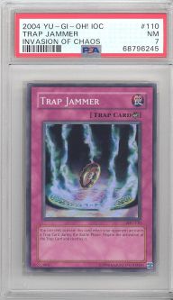 PSA 7 - Yu-Gi-Oh Card - IOC-110 - TRAP JAMMER  (super rare holo) - NM