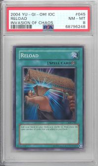 PSA 8 - Yu-Gi-Oh Card - IOC-045 - RELOAD (super rare holo) - NM-MT
