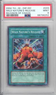 PSA 9 - Yu-Gi-Oh Card - IOC-033 - WILD NATURE'S RELEASE (super rare holo) - MINT