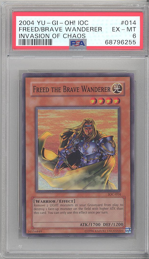 PSA 6 - Yu-Gi-Oh Card - IOC-014 - FREED THE BRAVE WANDERER (super rare holo) - EX-MT
