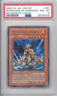 PSA 8 - Yu-Gi-Oh Card - IOC-067 - MANTICORE OF DARKNESS (ultra rare holo) - NM-MT