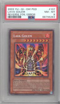 PSA 8 - Yu-Gi-Oh Card - PGD-107 - LAVA GOLEM (secret rare holo) - NM-MT